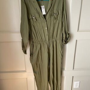 Olive Green Button-Up Jumpsuit NWT